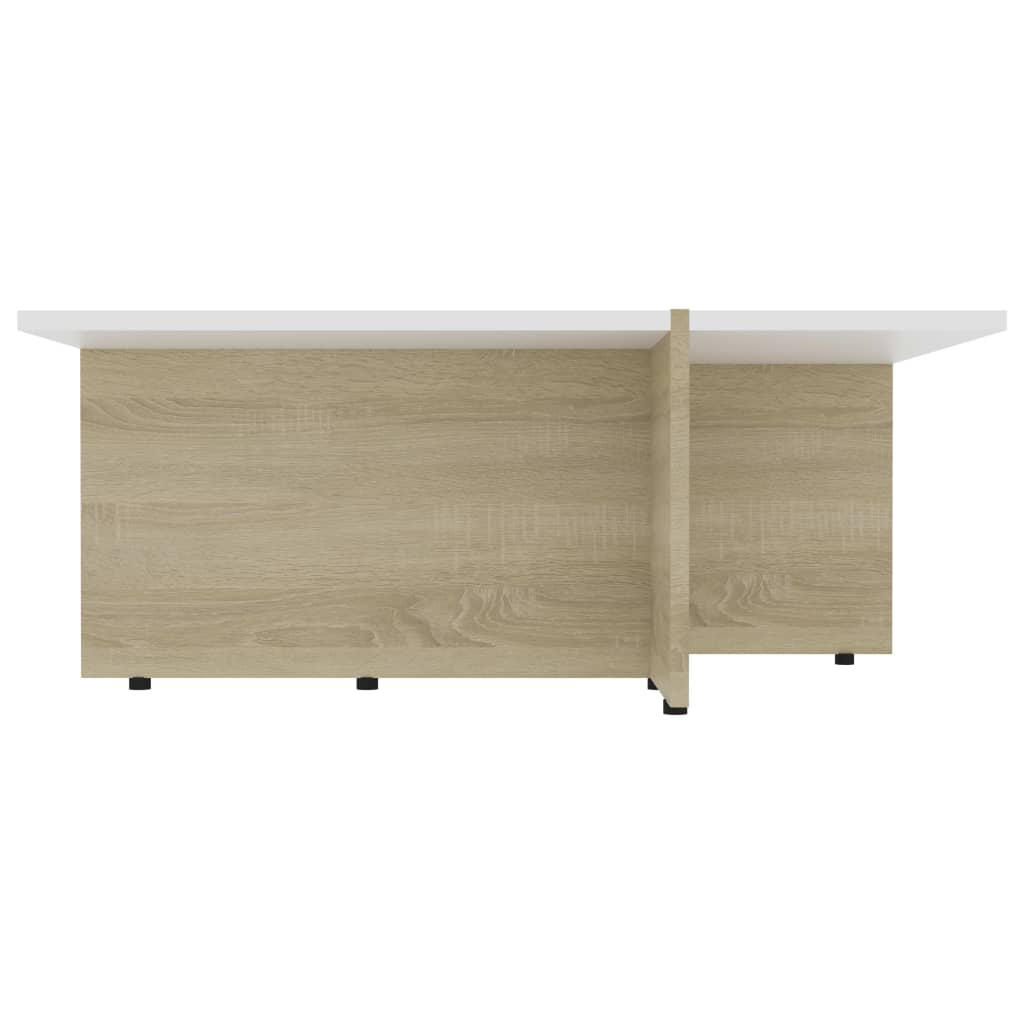 Coffee Table White and Sonoma Oak 79.5x79.5x30 cm Engineered Wood