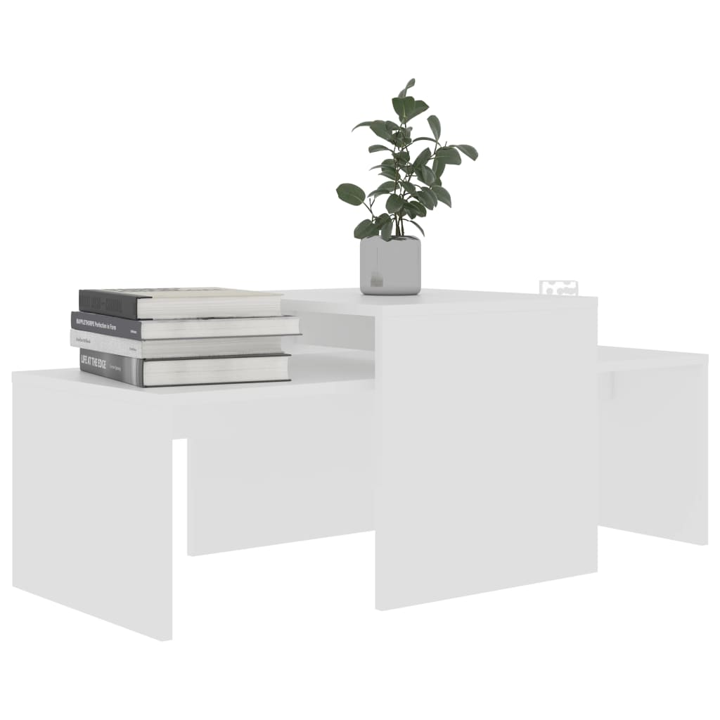 Coffee Table Set White 100x48x40 cm Engineered Wood