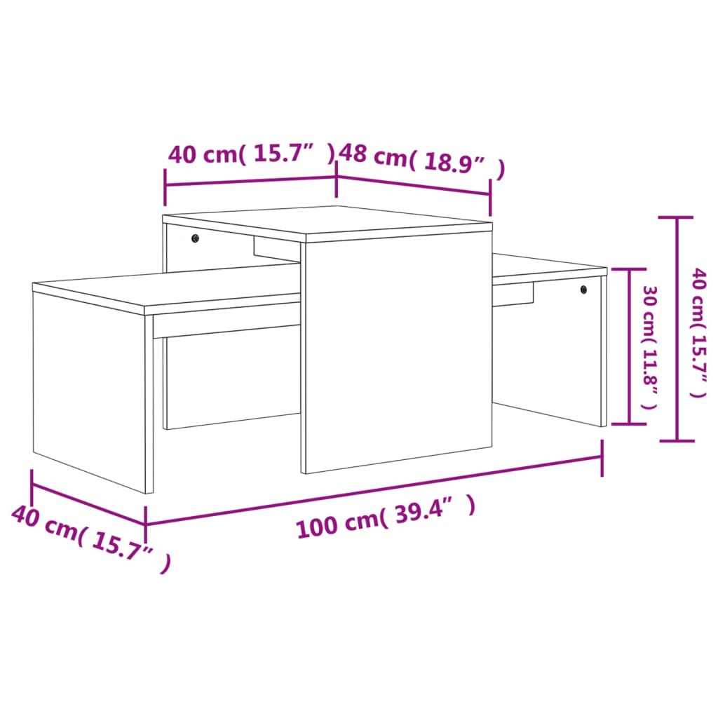 Coffee Table Set Sonoma Oak 100x48x40 cm Engineered Wood