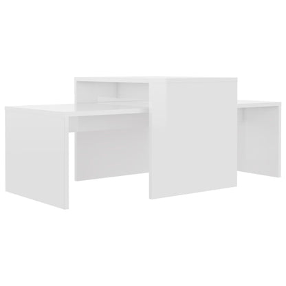 Coffee Table Set High Gloss White 100x48x40 cm Engineered Wood