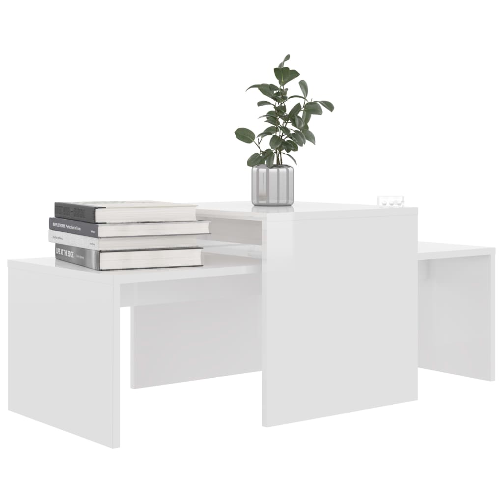 Coffee Table Set High Gloss White 100x48x40 cm Engineered Wood