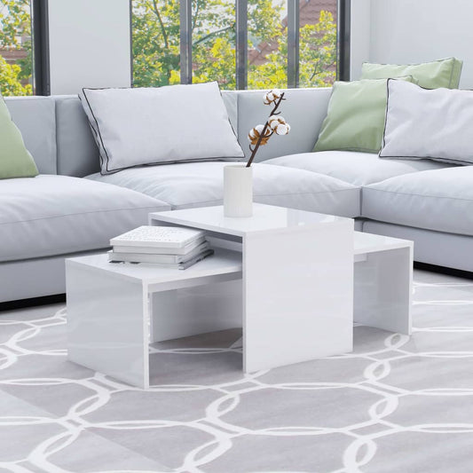 Coffee Table Set High Gloss White 100x48x40 cm Engineered Wood