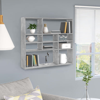 Wall Shelf Concrete Grey 90x16x78 cm Engineered Wood