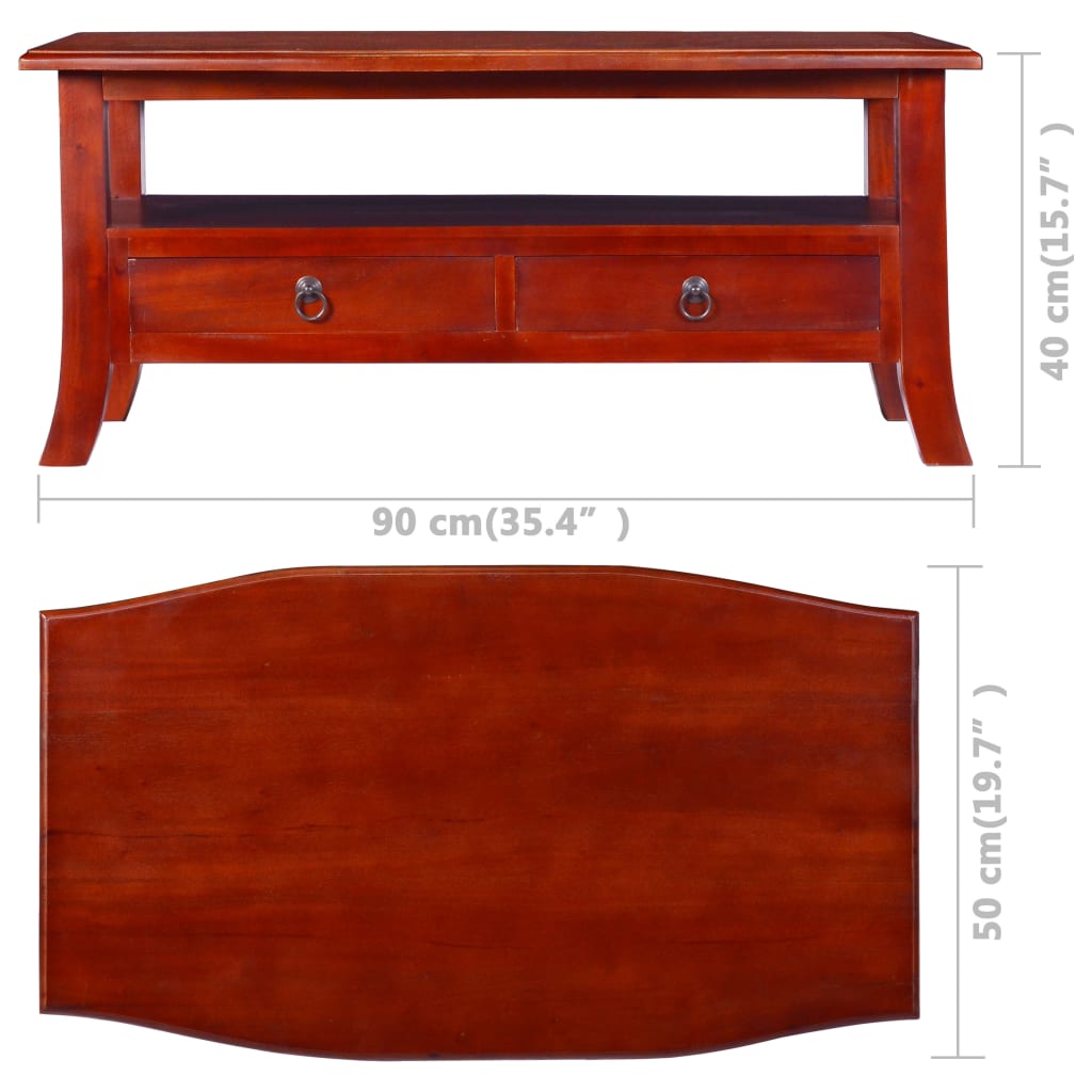 Coffee Table Classical Brown 90x50x40 cm Solid Mahogany Wood