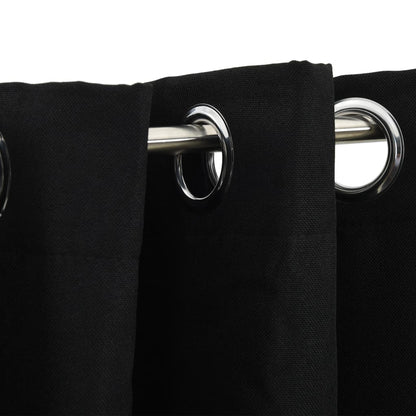 Linen-Look Blackout Curtains with Grommets 2pcs Black 140x245cm