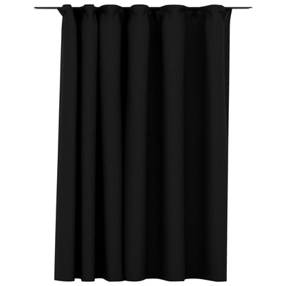 Linen-Look Blackout Curtain with Hooks Anthracite 290x245 cm