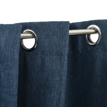 Linen-Look Blackout Curtains with Grommets 2 pcs Blue 140x175cm