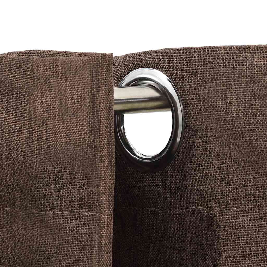 Linen-Look Blackout Curtains with Grommets 2pcs Taupe 140x175cm