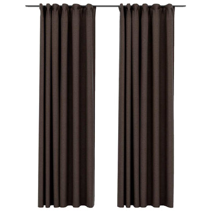 Linen-Look Blackout Curtains with Hooks 2 pcs Taupe 140x245 cm