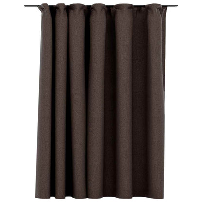 Linen-Look Blackout Curtain with Hooks Taupe 290x245 cm