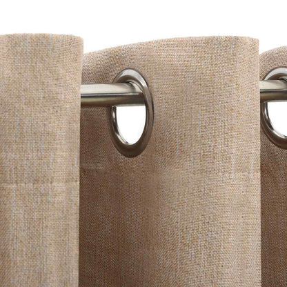 Linen-Look Blackout Curtains with Grommets 2pcs Beige 140x175cm