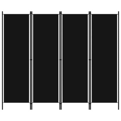 4-Panel Room Divider Black 200x180 cm