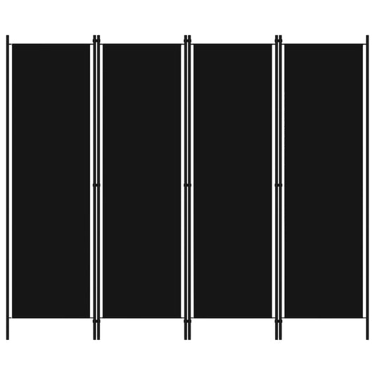 4-Panel Room Divider Black 200x180 cm