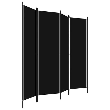 4-Panel Room Divider Black 200x180 cm