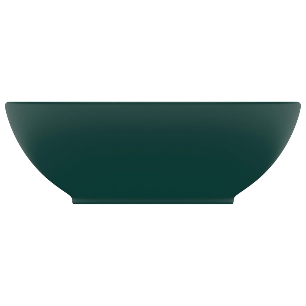 Luxury Basin Oval-shaped Matt Dark Green 40x33 cm Ceramic