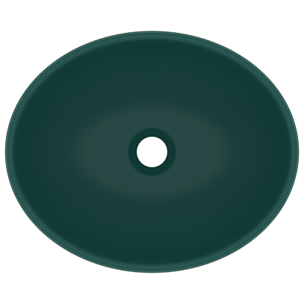 Luxury Basin Oval-shaped Matt Dark Green 40x33 cm Ceramic