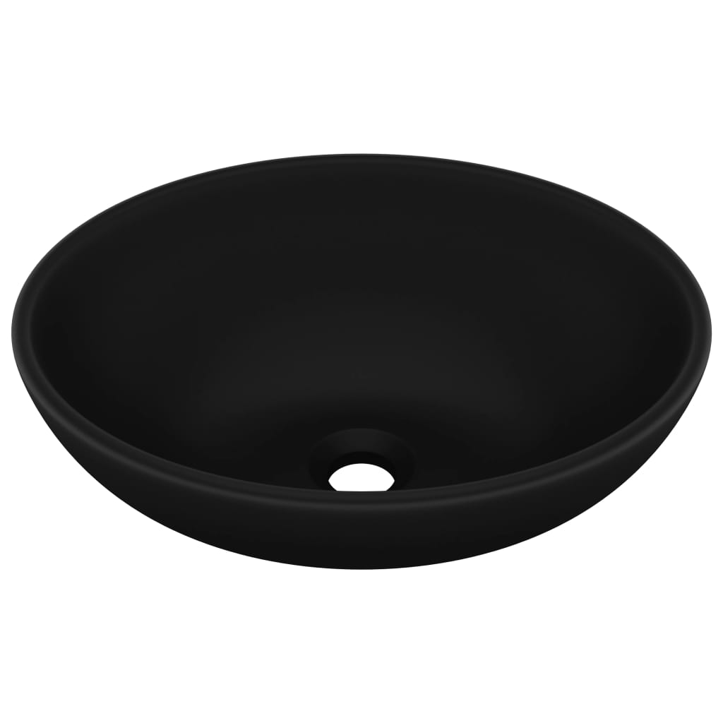 Luxury Basin Oval-shaped Matt Black 40x33 cm Ceramic