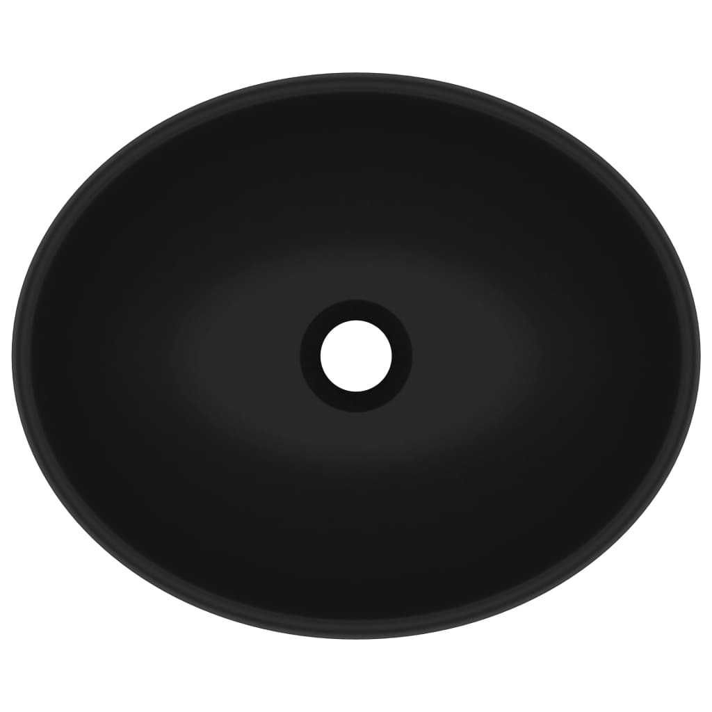 Luxury Basin Oval-shaped Matt Black 40x33 cm Ceramic