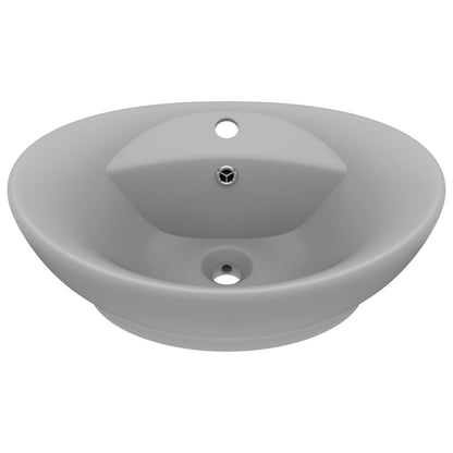 Luxury Basin Overflow Oval Matt Light Grey 58.5x39 cm Ceramic