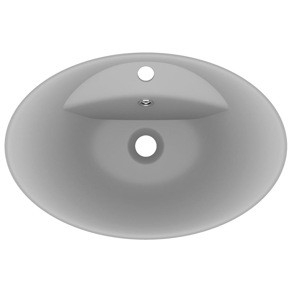 Luxury Basin Overflow Oval Matt Light Grey 58.5x39 cm Ceramic