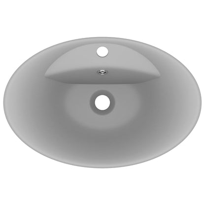 Luxury Basin Overflow Oval Matt Light Grey 58.5x39 cm Ceramic