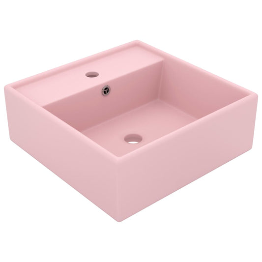 Luxury Basin Overflow Square Matt Pink 41x41 cm Ceramic