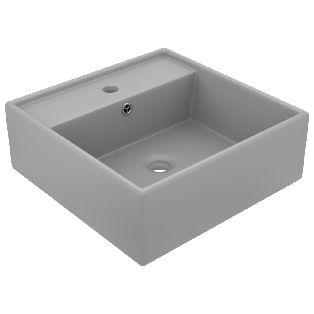 Luxury Basin Overflow Square Matt Light Grey 41x41 cm Ceramic