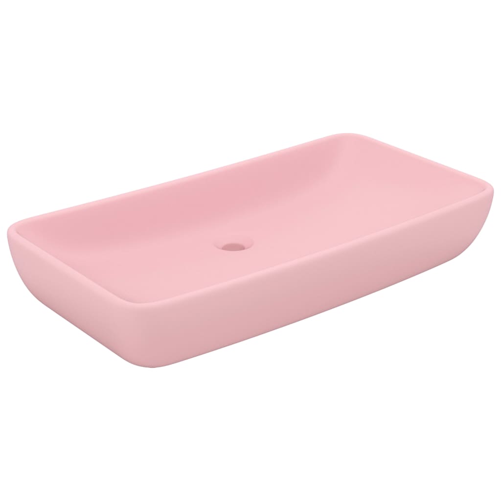 Luxury Basin Rectangular Matt Pink 71x38 cm Ceramic