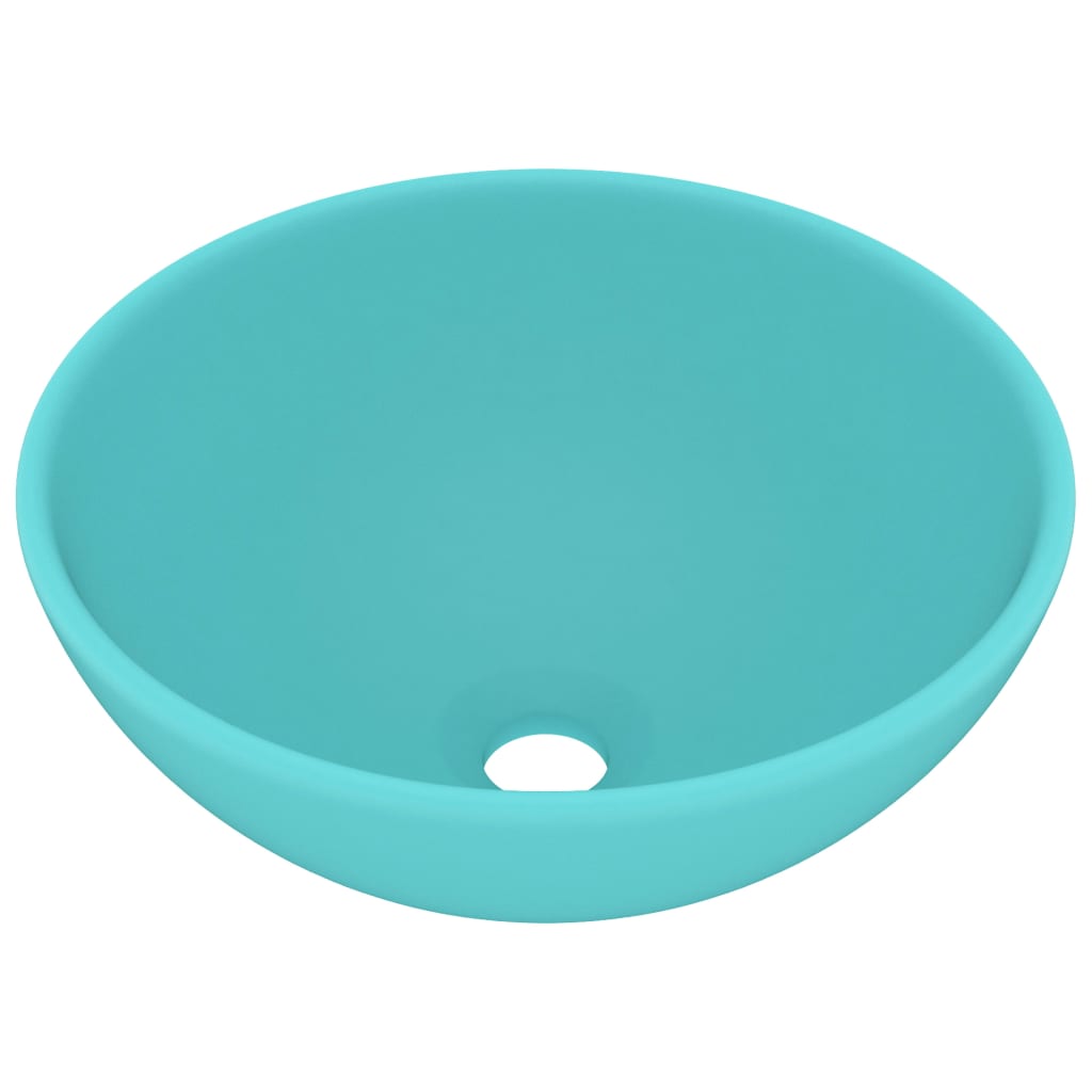 Luxury Bathroom Basin Round Matt Light Green 32.5x14 cm Ceramic