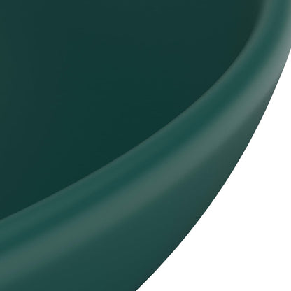 Luxury Bathroom Basin Round Matt Dark Green 32.5x14 cm Ceramic