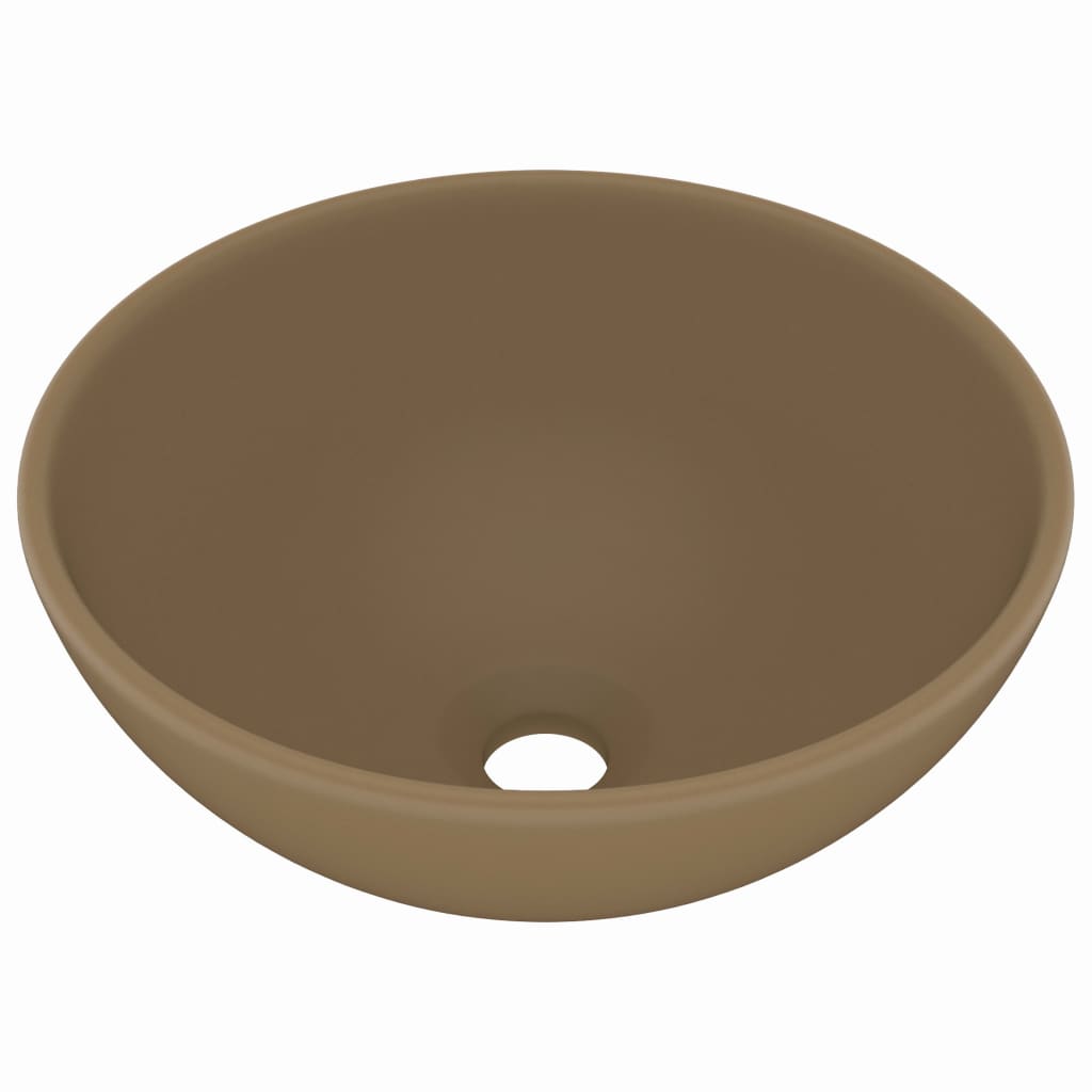 Luxury Bathroom Basin Round Matt Cream 32.5x14 cm Ceramic