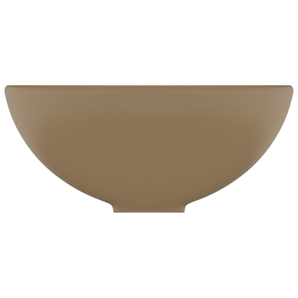 Luxury Bathroom Basin Round Matt Cream 32.5x14 cm Ceramic