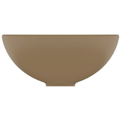 Luxury Bathroom Basin Round Matt Cream 32.5x14 cm Ceramic