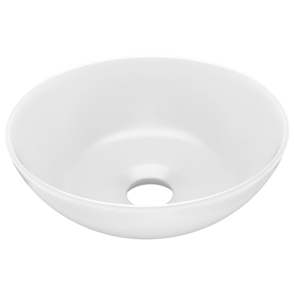 Bathroom Sink Ceramic Matt White Round