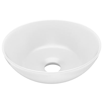 Bathroom Sink Ceramic Matt White Round