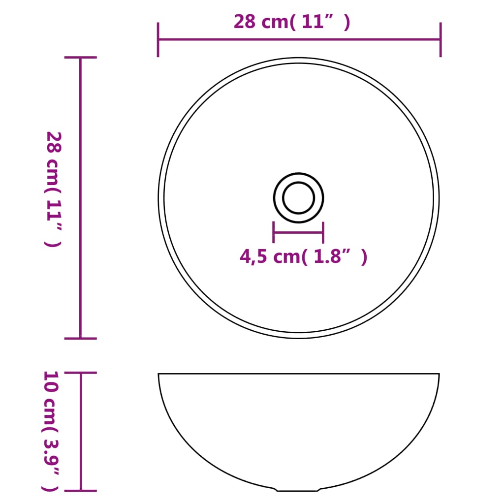 Bathroom Sink Ceramic Matt White Round