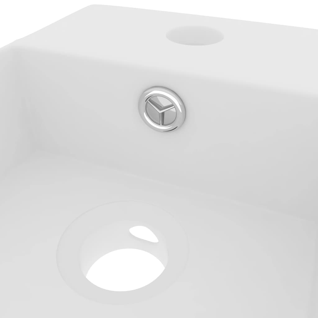 Bathroom Sink with Overflow Ceramic Matt White