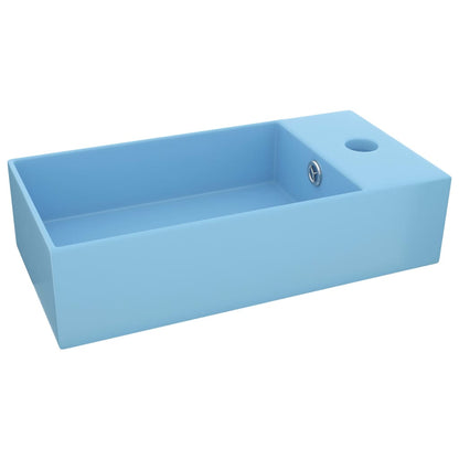 Bathroom Sink with Overflow Ceramic Light Blue