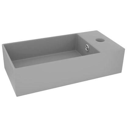 Bathroom Sink with Overflow Ceramic Light Grey