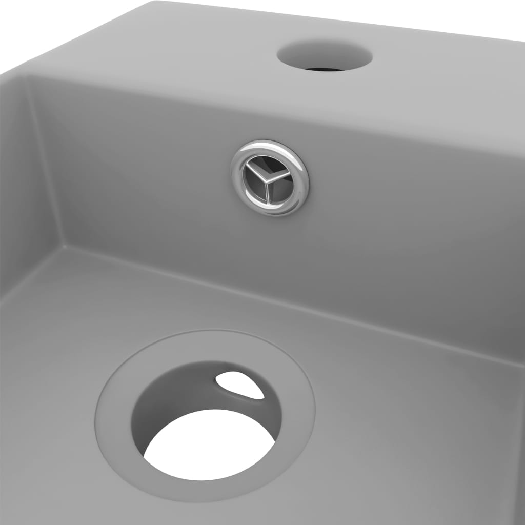 Bathroom Sink with Overflow Ceramic Light Grey