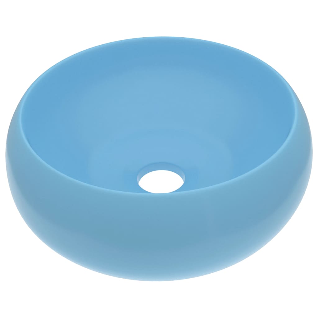 Luxury Wash Basin Round Matt Light Blue 40x15 cm Ceramic