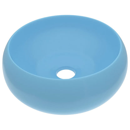 Luxury Wash Basin Round Matt Light Blue 40x15 cm Ceramic