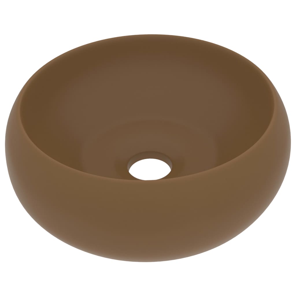 Luxury Wash Basin Round Matt Cream 40x15 cm Ceramic