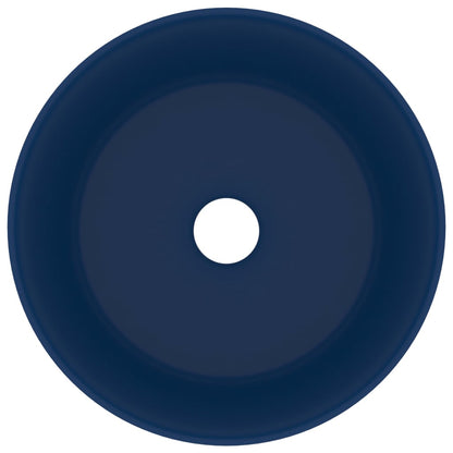 Luxury Wash Basin Round Matt Dark Blue 40x15 cm Ceramic