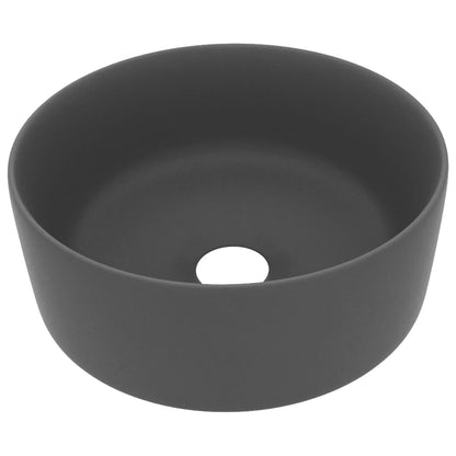 Luxury Wash Basin Round Matt Dark Grey 40x15 cm Ceramic