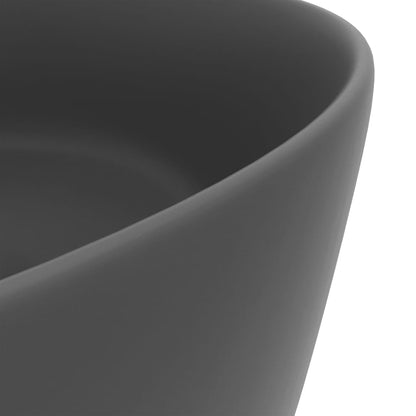 Luxury Wash Basin Round Matt Dark Grey 40x15 cm Ceramic