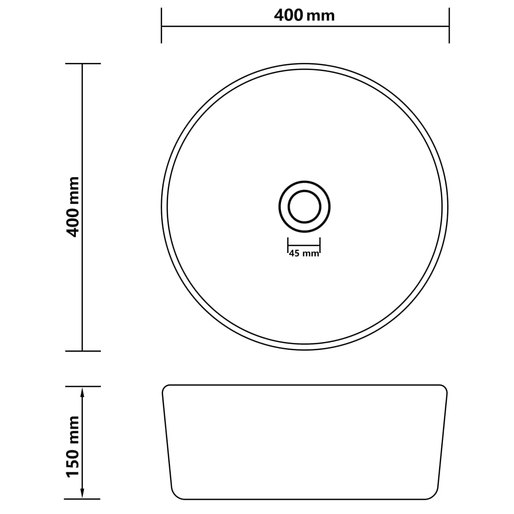 Luxury Wash Basin Round Matt Dark Grey 40x15 cm Ceramic