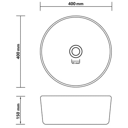 Luxury Wash Basin Round Matt Cream 40x15 cm Ceramic