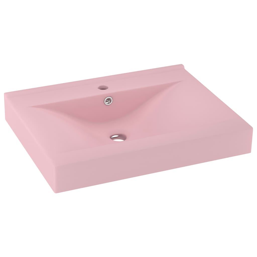 Luxury Basin with Faucet Hole Matt Pink 60x46 cm Ceramic