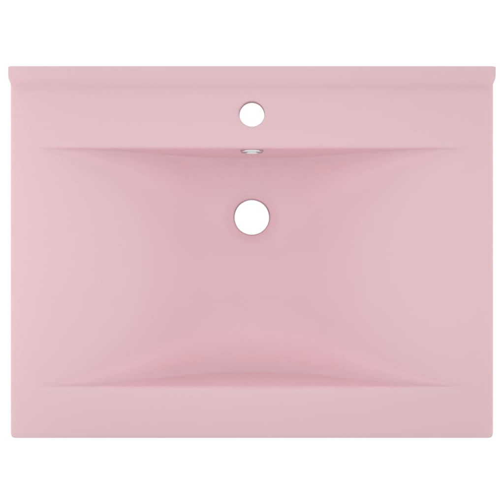 Luxury Basin with Faucet Hole Matt Pink 60x46 cm Ceramic